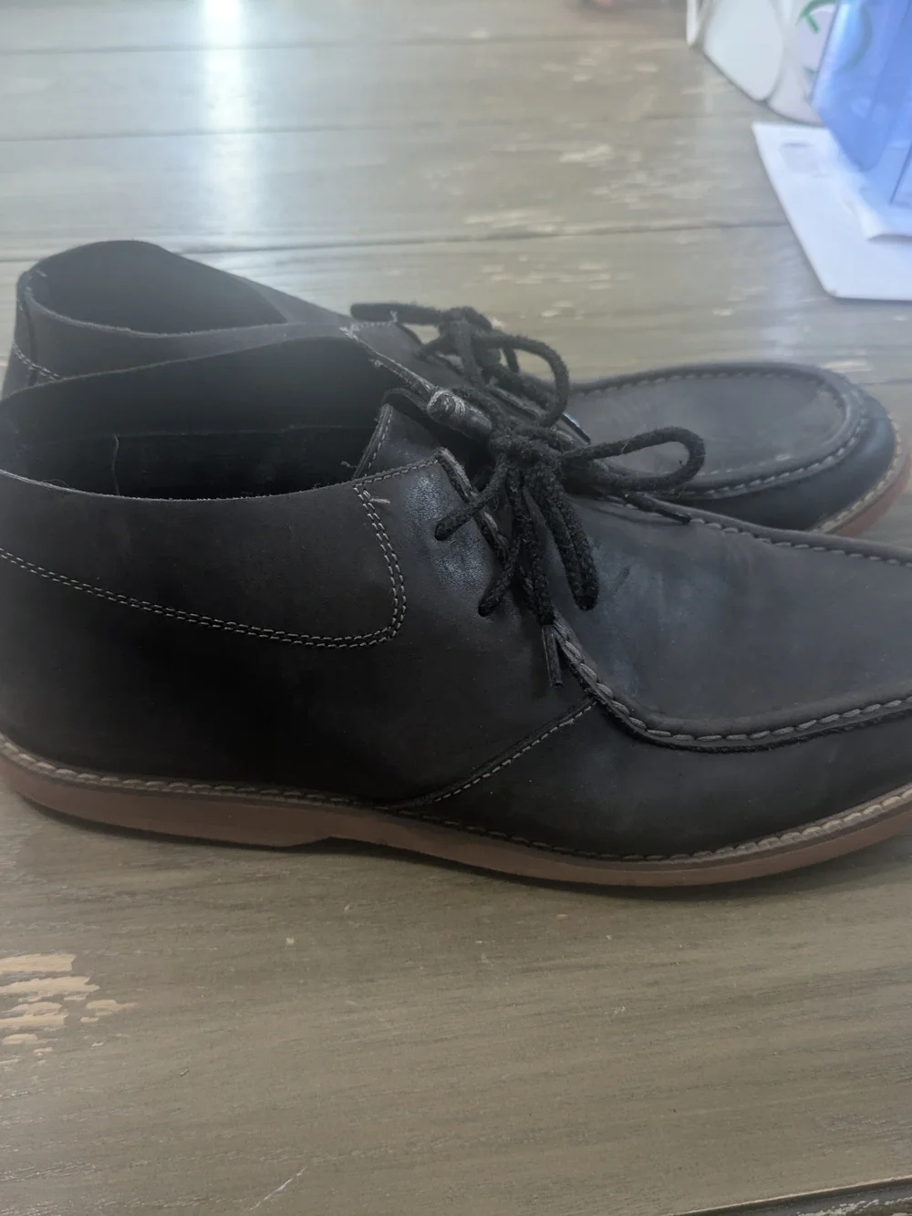 Men's Size 11 Florsheim Black Leather Moc Toe Lace-Up Boots